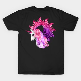 Wonderful colorful unicorn with flowers T-Shirt